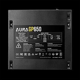 Nguồn máy tính Gamdias AURA GP650 650W:  80 Plus White; Power Rating 500W; Input: AC 180-240V/6A/47-63Hz; Output: DC 3.3; 5; 12V; FAN12; 3Y (AURA-GP650)