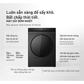 Máy sấy Heatpump Panasonic 9.5kg NH-XJ19D2BVT - Màu đen - Bảo vệ sợi vải, giảm nhăn và co rút với công nghệ sấy bơm nhiệt; Tiết kiệm điện và thời gian sấy nhờ cảm biến thông minh.