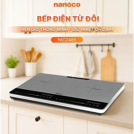 Bếp điện từ đôi Nanoco NICZ485, 1800W+1700W, mặt kính Ceramic, LED