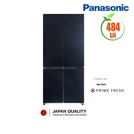 Tủ lạnh 4 cánh Panasonic 484L NR-XZ550HGKV, AI Econavi và Inverter, kháng khuẩn Ag Clean 99,9%, Đông mềm chuẩn -3°C, làm đá tự động, mặt kính đen ánh kim xanh, thiết kế âm tường, Kích thước H×W×D (C×R×S): 1790-810-650