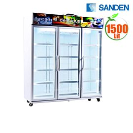 Tủ mát đứng 3 cánh Sanden Intercool 1500 lít OEM-1805SK, 342W, 1800W x 680D x 2050H. Có sấy kính