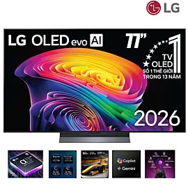 TV LG 77-inch OLED77C6PSA (webOS 26, Tấm nền: OLED evo, Bộ xử lý α11 AI Processor 4K Gen3 ,Dolby Atmos và α11 AI Sound Pro., 120/165Hz, loa 40W(3 loa)α9 AI Sound Pro (,Bluetooth 5.3,,2026