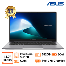 Laptop Asus Expertbook P1403CVA - grey, 14 inch FHD IPS, Core 5-210H, 16GD5 bus 5200 (1x16GB) (up to 64GB), 512GB (Up to two drives, 2x M.2 SSD, M.2 2280 SSD up to 1TB, M.2 2230 SSD up to 512GB, FingerPrint, Wi-Fi 6 2*2 + BT 5.4, 50WHrs, Win11HSL, McAfee 