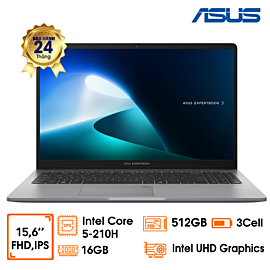 Laptop Asus Expertbook P1503CVA - grey, 15.6 inch FHD IPS, Core 5-210H, 16GD5 bus 5200 (1x16GB) (up to 64GB), 512GB (Up to two drives, 2x M.2 SSD, M.2 2280 SSD up to 1TB, M.2 2230 SSD up to 512GB, FingerPrint, Wi-Fi 6 2*2 + BT 5.4, 50WHrs, Win11HSL, McAfe