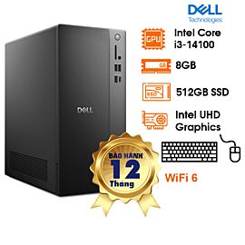 PC Dell Pro Tower Essential QVT1260, i3-14100 (12 MB cache, 4 Cores, 8 threads, up to 4.7 GHz), 8GD5 bus 4800, 512GB SSD, Ubuntu, Non DVD, Wifi 6, Key KB216 (CoPilot AI Hotkey) + Mouse MS116, 180W, KYHD, 1Y Prosupport (QVT1260-14100-08512U)