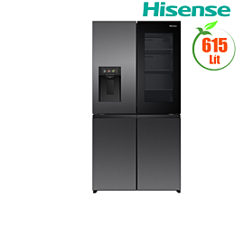 Tủ lạnh 4 cánh Hisense PureView 615L RQ600P7AB - Inverter Pro - PureView Door, My Fresh Choice 129L (-18°C đến 5°C), Intelligent Hub, Antibacterial Guard, UV khử khuẩn nước, Lấy đá ngoài, Làm đá tự động, Metal Glide Drawers, BH 3 năm (Máy nén Inverter P