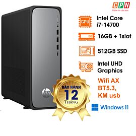 PC HP OmniDesk S03-0042D-C16DVPA 9.35L Intel i7-14700, 16GD5 bus 4800 + 1Slot, 512GB SSD, Wifi AX + BT5.3, KM usb /Win11H