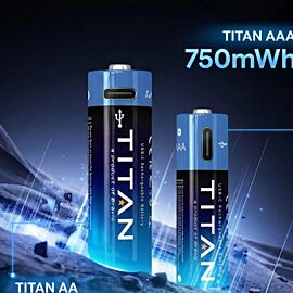 Pin sạc AAA Bravio Titan 500, 500mAh, Type-C bao gồm cáp sạc, 1 viên