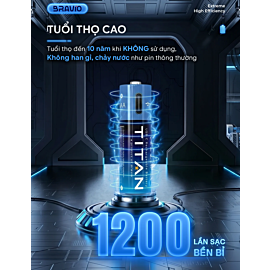 Pin sạc AA Bravio Titan 2000, 2000mAh, Type-C bao gồm cáp sạc, 2 viên