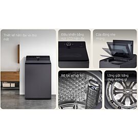 Máy giặt LG cửa trên AI DD Inverter 25 kg TX2725AT9G ( AI chăm sóc sợi vải, giặt hơi nước, điều khiển từ xa thông qua ứng dụng)