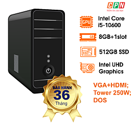 Bộ linh kiện máy tính Value V470-1068G512.058 - Intel Core i5-10600; H510; 8GB DDR4 3200 (+1 slot); SSD 512GB 2.5" SATA3; HDMI + VGA; Case mATX + Nguồn 250W; DOS; BH theo linh kiện