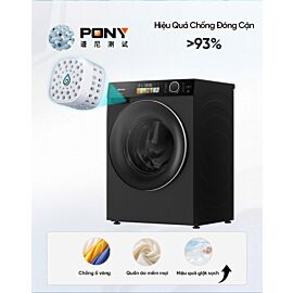 Máy giặt cửa trước Hisense inverter 12kg WF120M5 (giặt chống đọng cặn >95%, tia nước pure jet, tự động phân bổ nước giặt, bảng điều khiển đa màu sắc, đèn lồng giặt, giặt AI tiết kiệm điện nước, one touch AI, tự dộng vệ sinh lồng giặt, kết nối qua App, màu