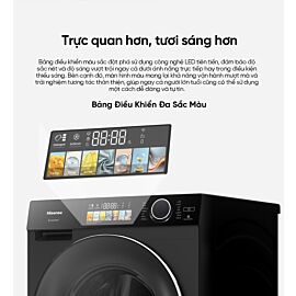 Máy giặt sấy Hisense inverter 12 kg/8kg WD120M5 (kháng khuẩn Dual-Steam, sấy đa chiều xoắn ốc, tự động phân bổ nước giặt, bảng điều khiển đa màu sắc, đèn lồng giặt, giặt AI tiết kiệm điện nước, one touch AI, tự dộng vệ sinh lồng giặt, kết nối qua App, màu