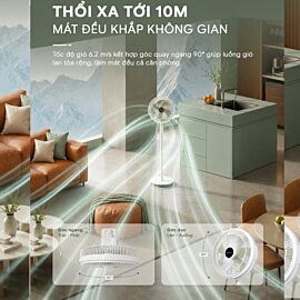 Quạt cây Bravio Windy A10, 7 cánh, động cơ DC 35W, 6.2m/s, 28dB, màu trắng