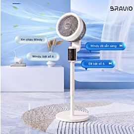 Quạt đối lưu không khí thông minh Bravio Windy X10, 40W, 8 cấp độ gió, 5.9m/s, 38dB, điểu khiển giọng nói + remote + cảm ứng, màu be