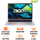 Laptop Acer Aspire 3 AG15-71P-58X1 Intel i5-13420H, 16GB, 512GB SSD, 15.6" FHD, Webcam, 40Wh, Wlan ax+BT, Win11H, Silver, Metal, 1Y WTY, NX.J4GSV.001