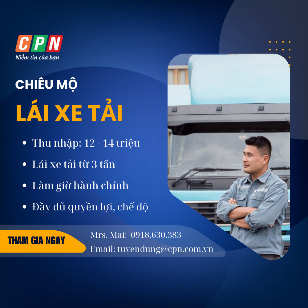 TUYỂN LÁI XE TẢI 3 TẤN 14/5/2026